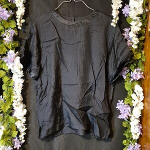 Women’s Black Short-Sleeve 100% Silk Blouse